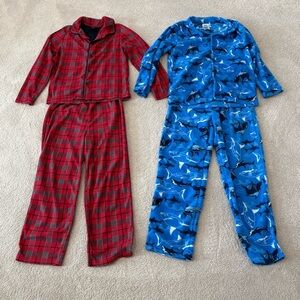 Faded Glory Seven Apparel Winter Plaid Shark Flannel Fleece Pajama Set Boy 8-12